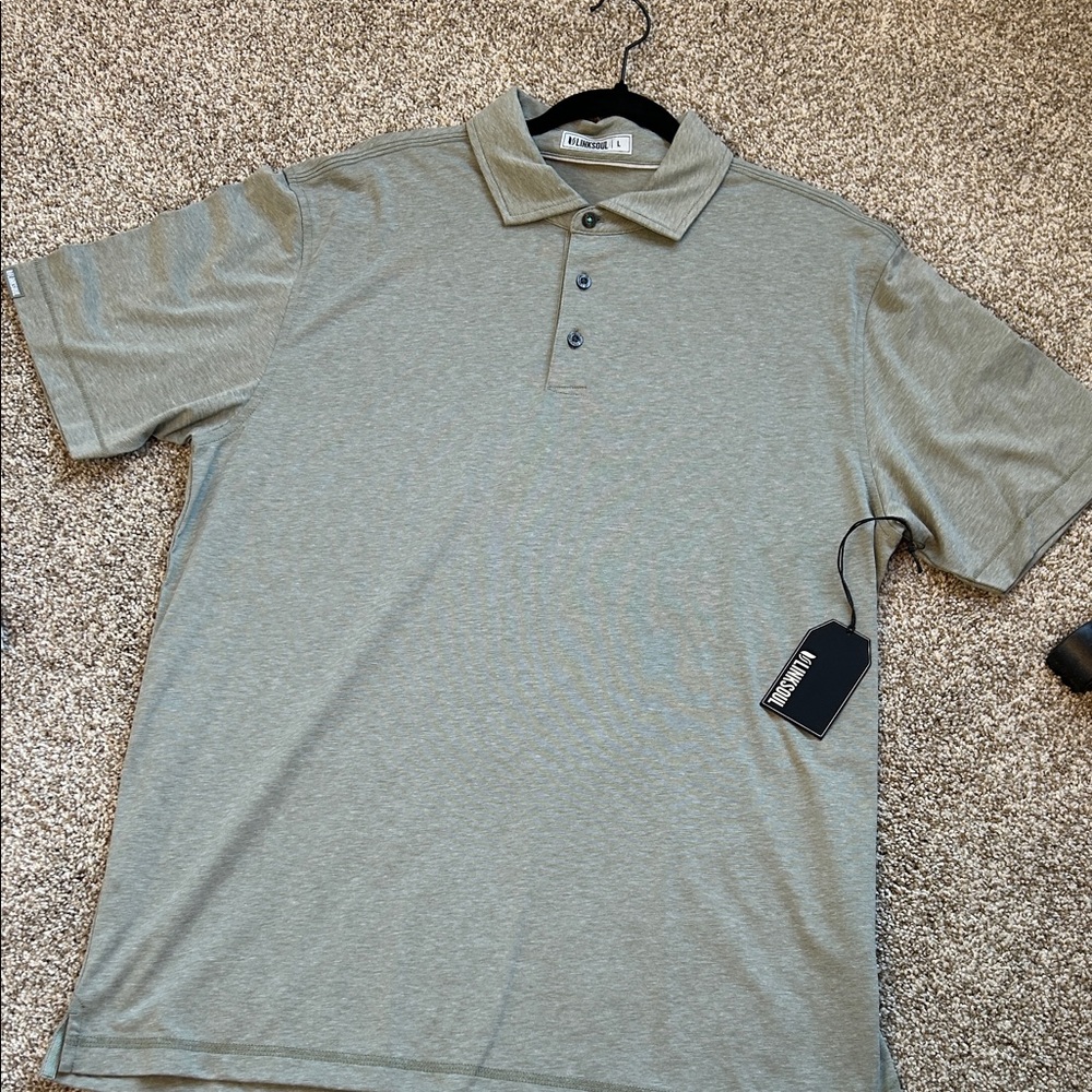 Linksoul Men's Solana Pima Polo Shirt, Fir Heather, Size L